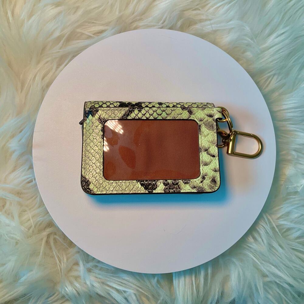 NEW $198 Tory Burch Flap Card Case Wallet Snake Python Animal Exotic Mint Green - Picture 2 of 6